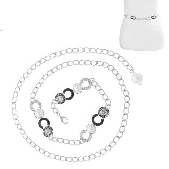 Fashionista Greek Key Jeweled Chain Link Belt - Picture 2 of 2